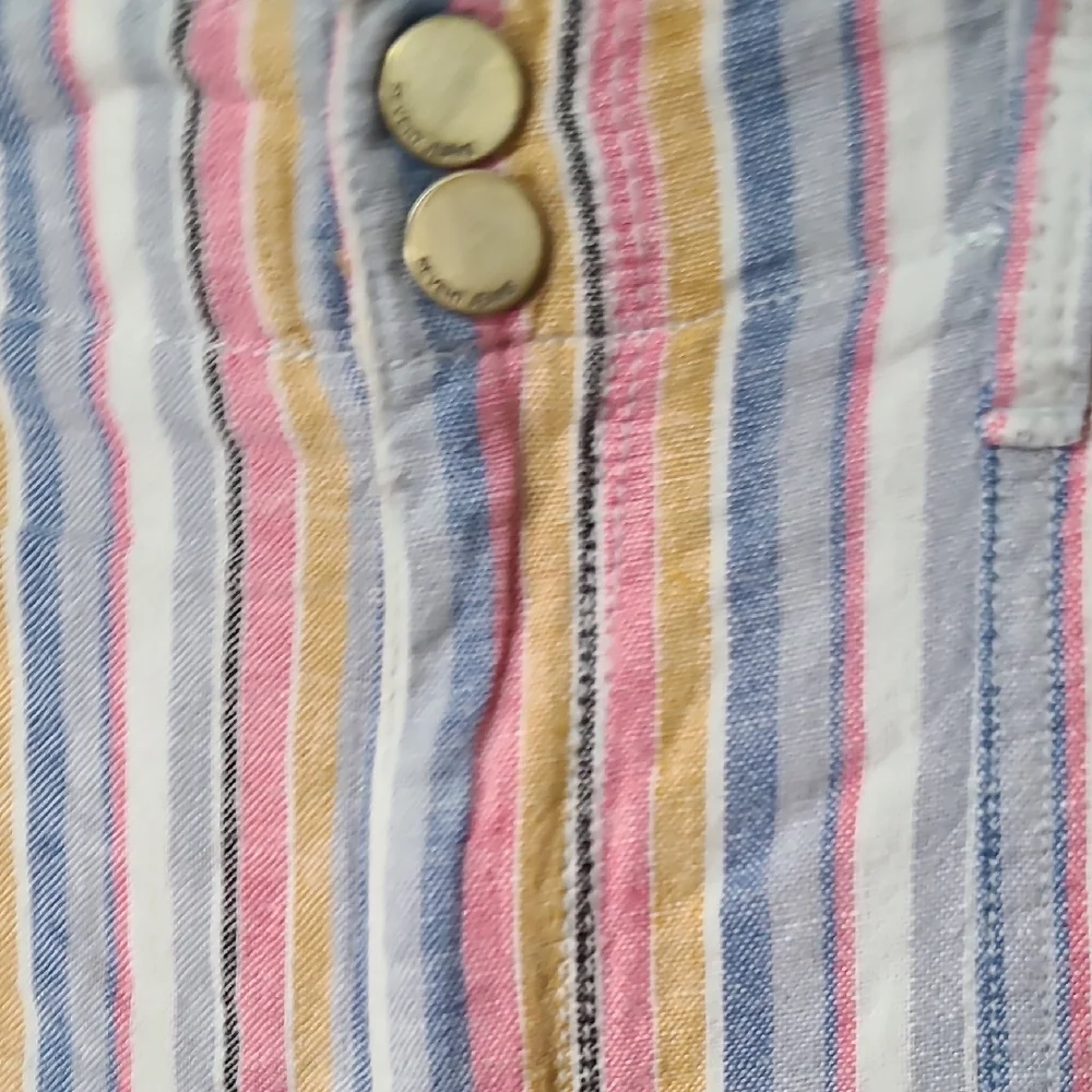 Seven7 Multicolor Striped Wide Leg Palazzo Cropped Linen Blend Pants Size 10 - Picture 6 of 13